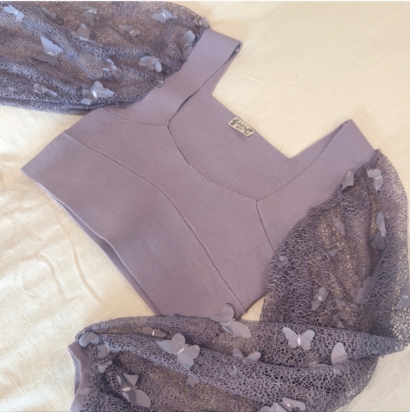 Free People Lilac Butterfly Sleeve Ethereal Fairy Top, Size M - Picture 5 of 5